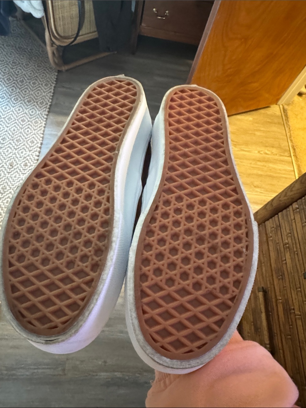 Vans Slip-On Sneakers in Brown Suede with White Trim - Picture 3 of 4